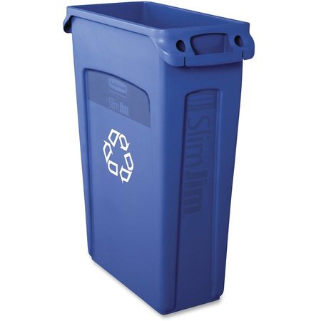 RUBBERMAID COMMERCIAL 23 gal Rectangular Venting Slim Jim Container, Blue, Plastic RCP354007BE